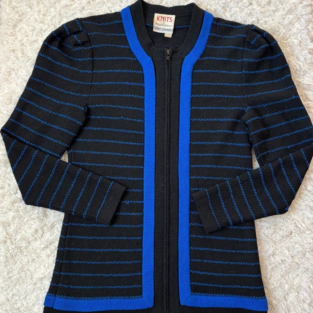 Vintage Knits By Raul Blanco Hand Loomed Knit Zip Sweater Jacket Timeless - Picture 4 of 9